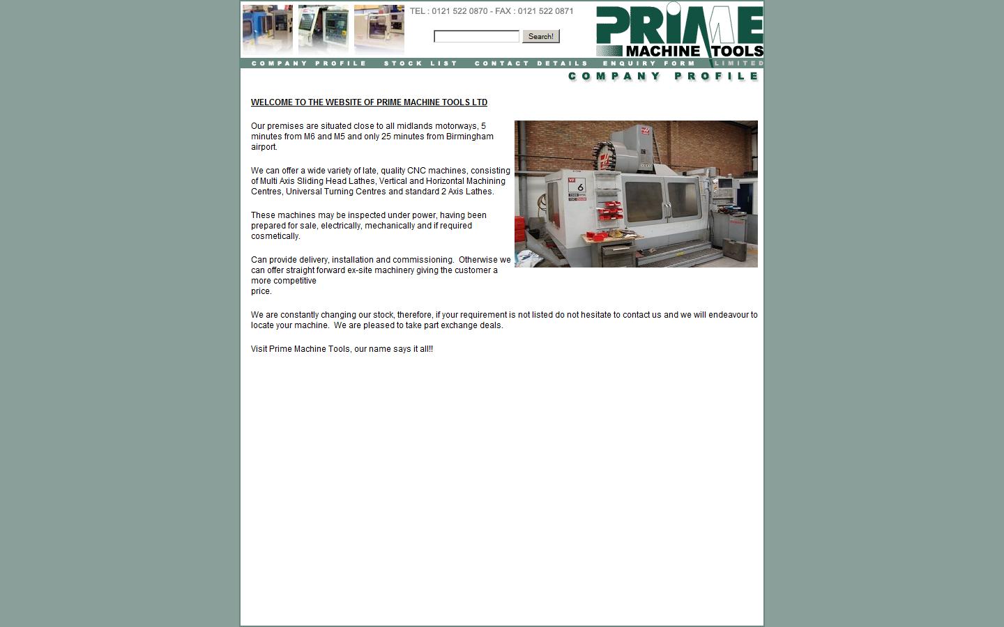 Prime Machine Tools Ltd Website