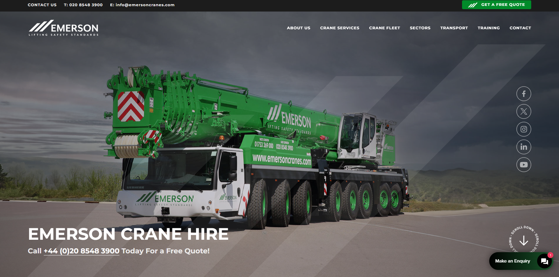 Emerson Crane Hire Ltd Website