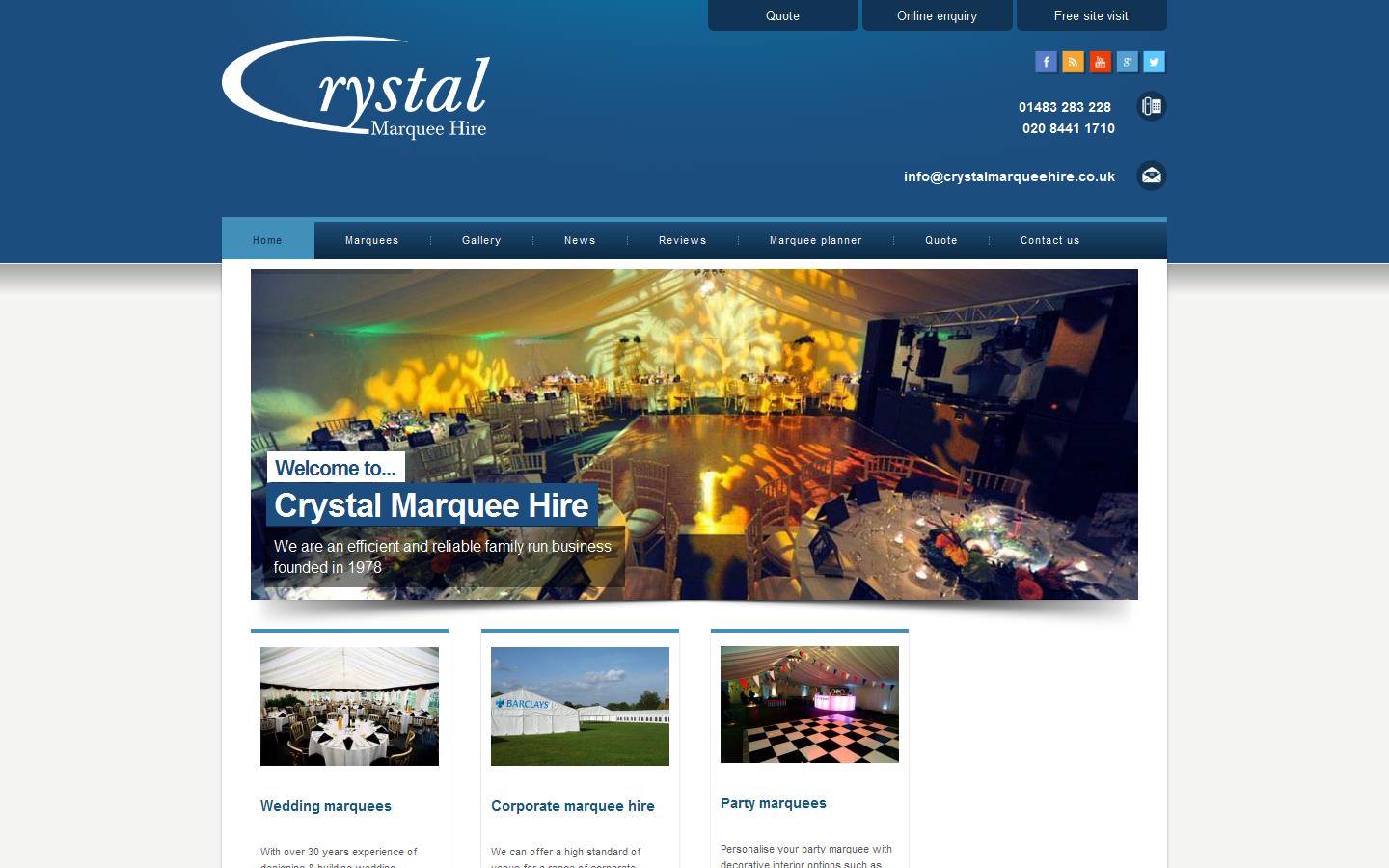 Crystal Marquee Hire Website