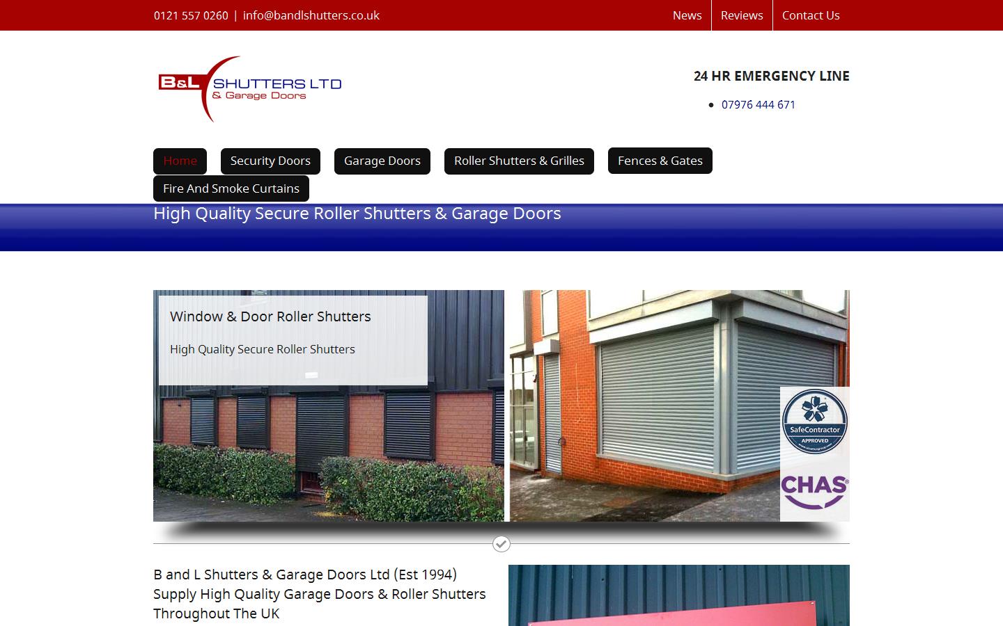 B&L Shutters & Garage Doors Ltd Website