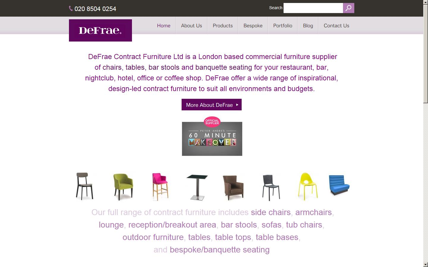 DeFrae Contract Furniture Ltd Website