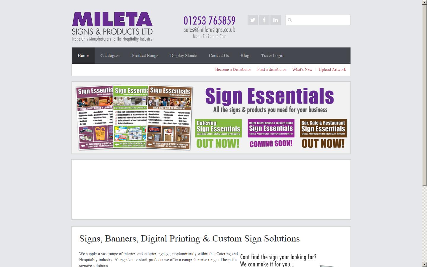 Mileta Signs & Products Website