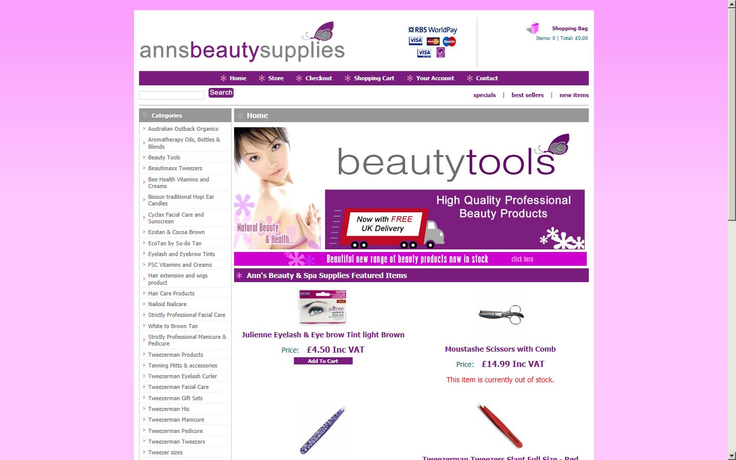 Ann''s Beauty & Spa Supplies Website