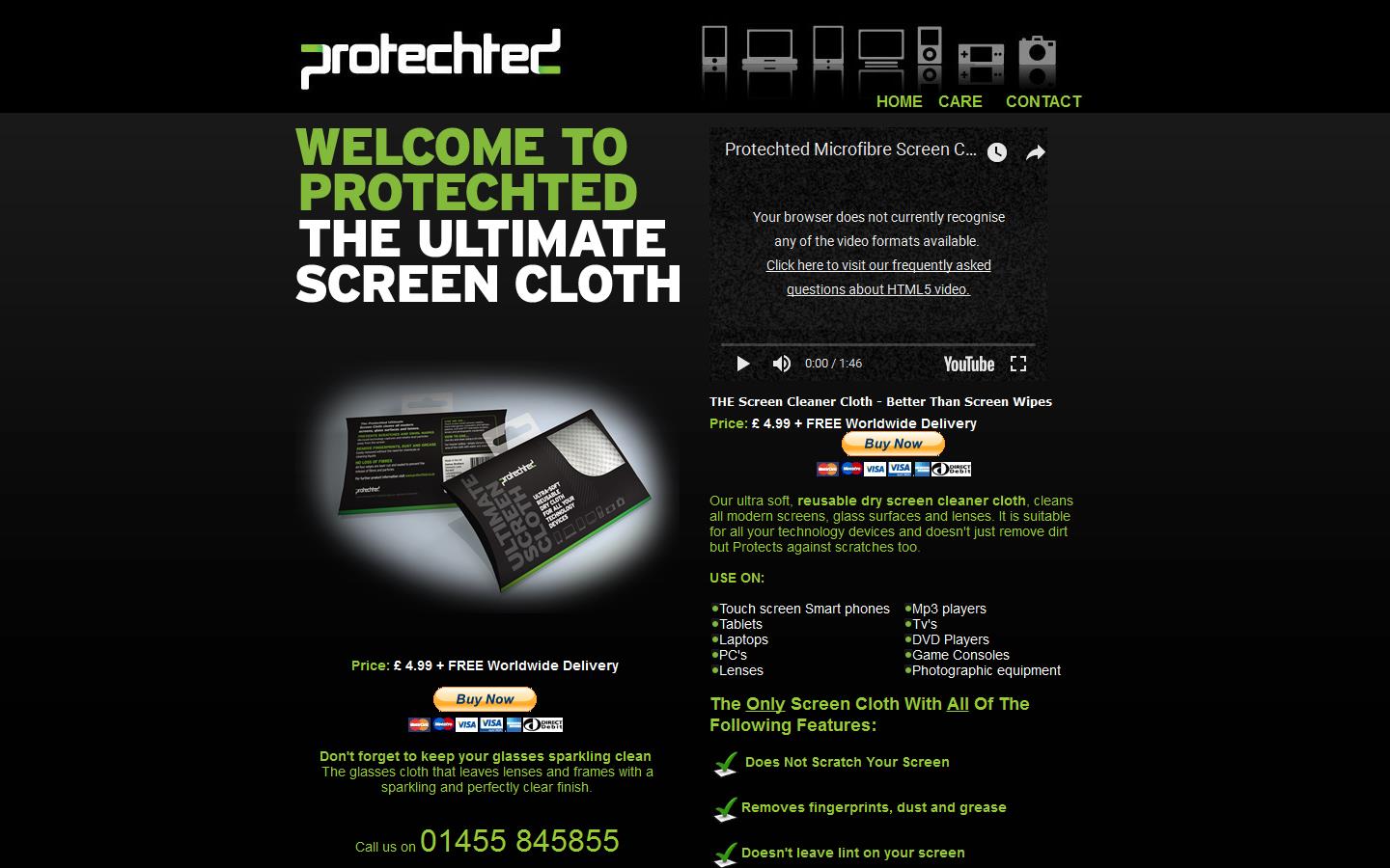 Protechted computer screen cleaning Website