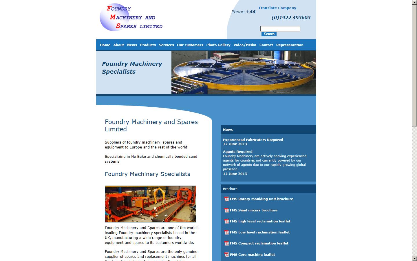 Foundry Machinery & Spares Ltd Website