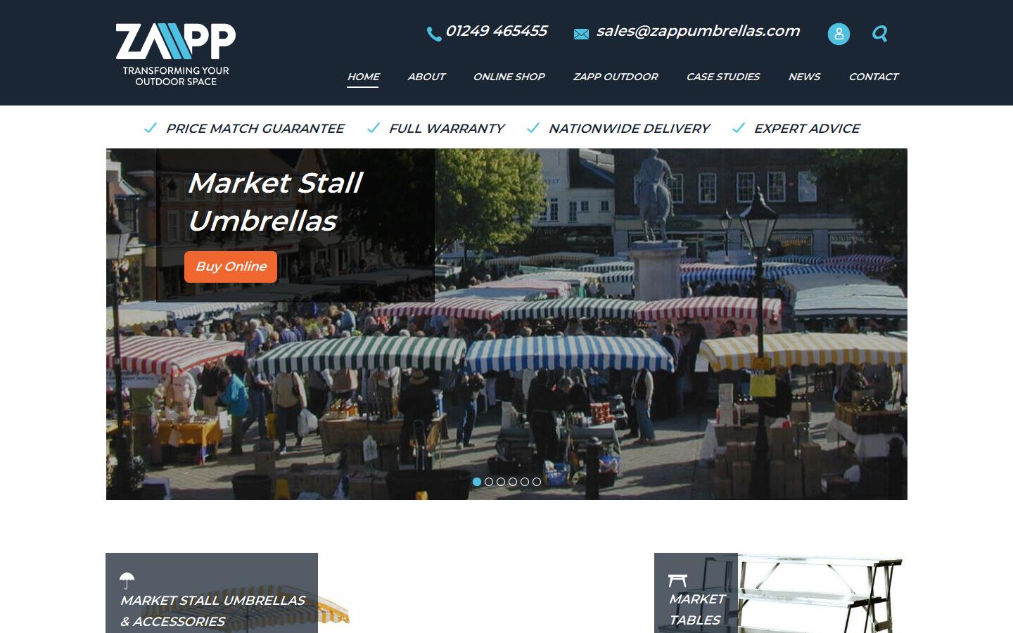 Zapp Canopy Umbrellas Ltd Website