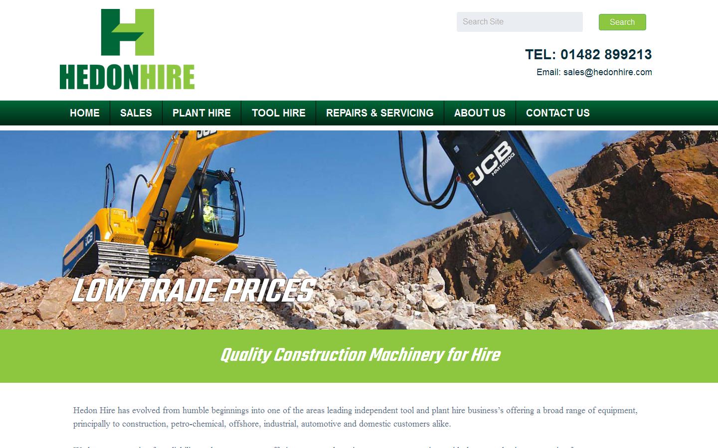 Hedon Hire Ltd Website