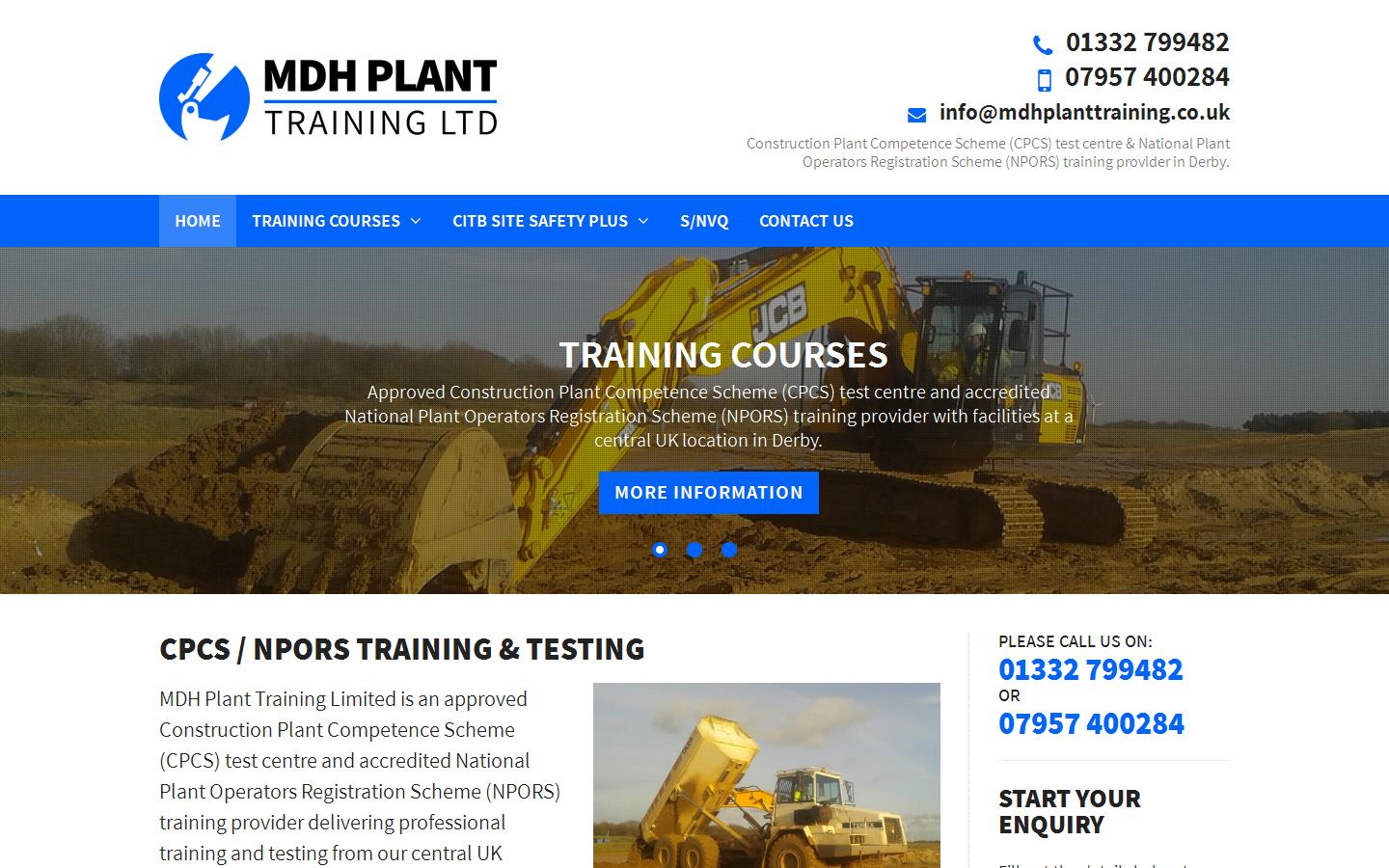 MDH Plant Training Ltd  Website