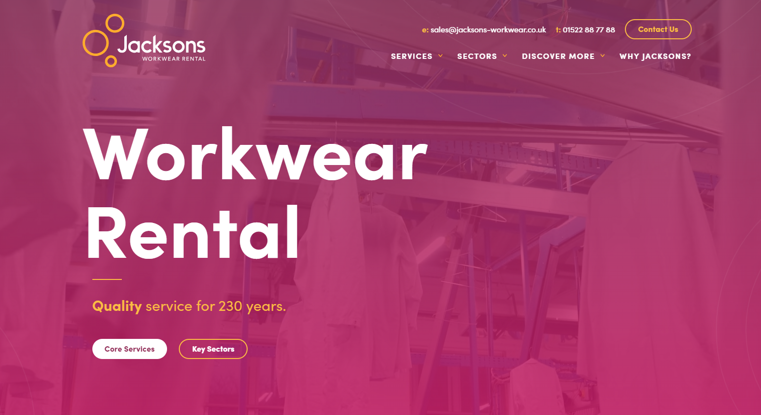 Jacksons Workwear Rental Ltd Website