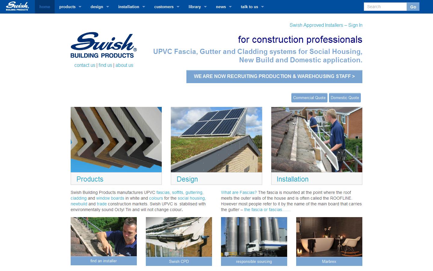 Swish Building Products Ltd Website