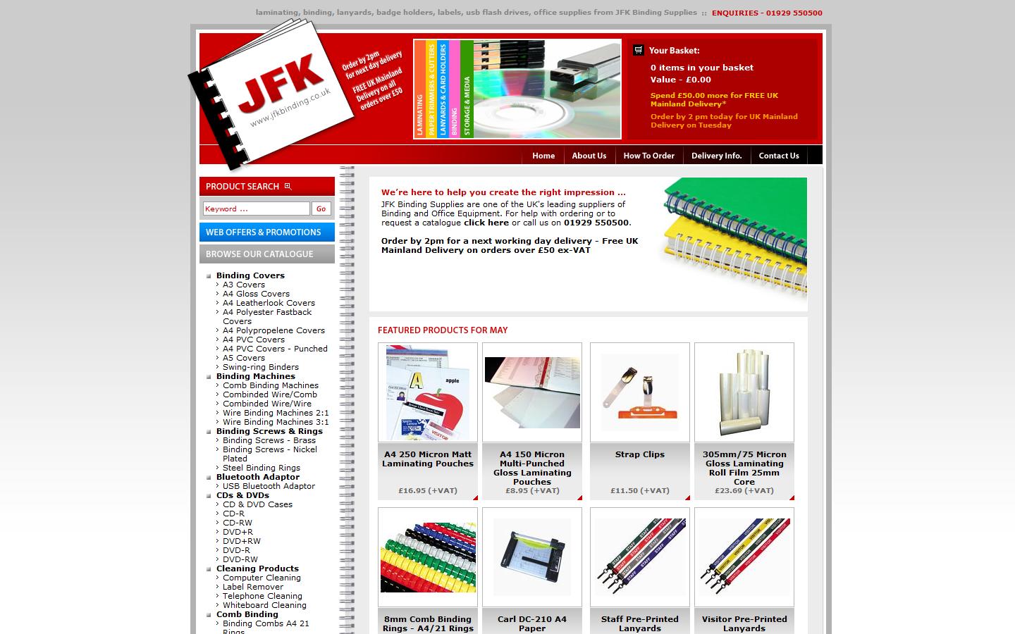 JFK Binding Supplies Limited Website