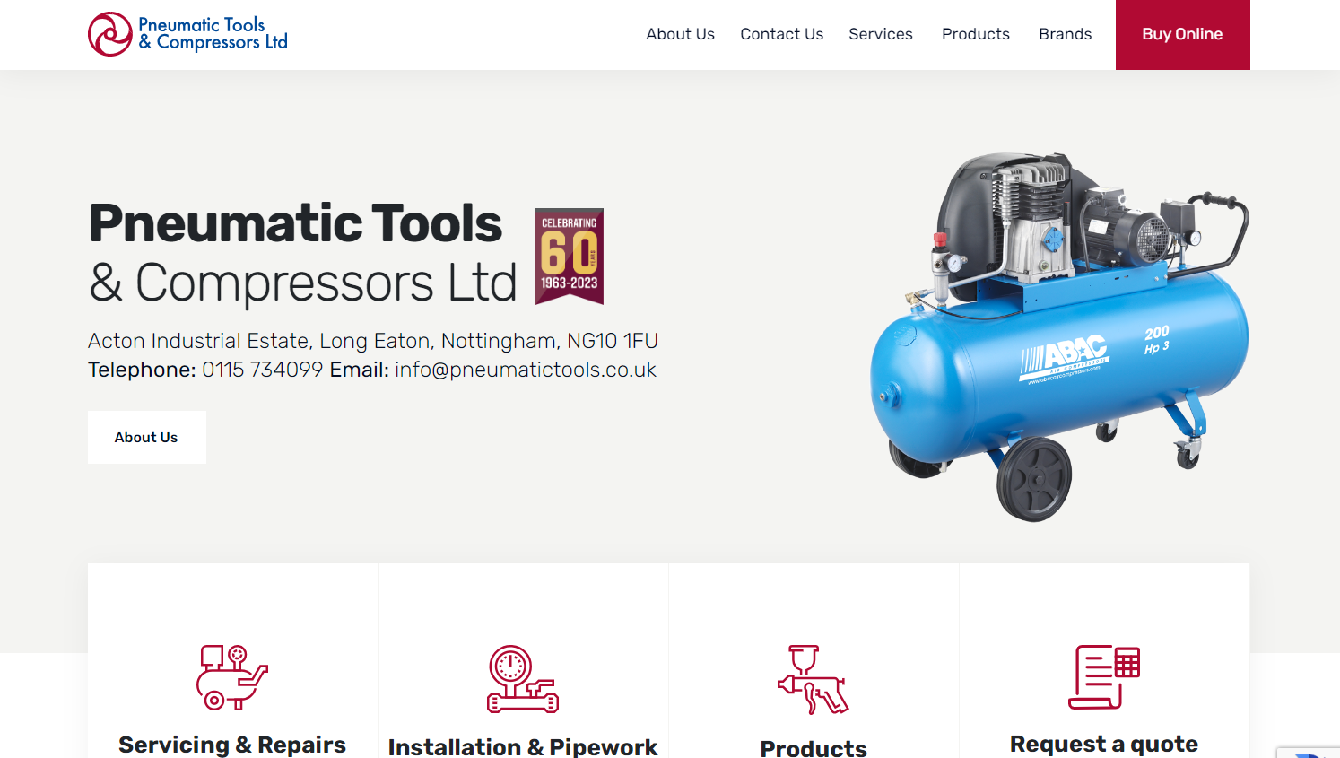 Pneumatic Tools and Compressors Ltd  Website