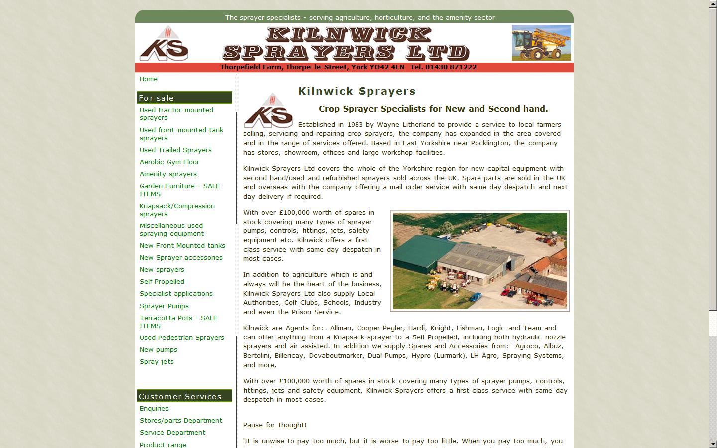 Kilnwick Sprayers Ltd Website