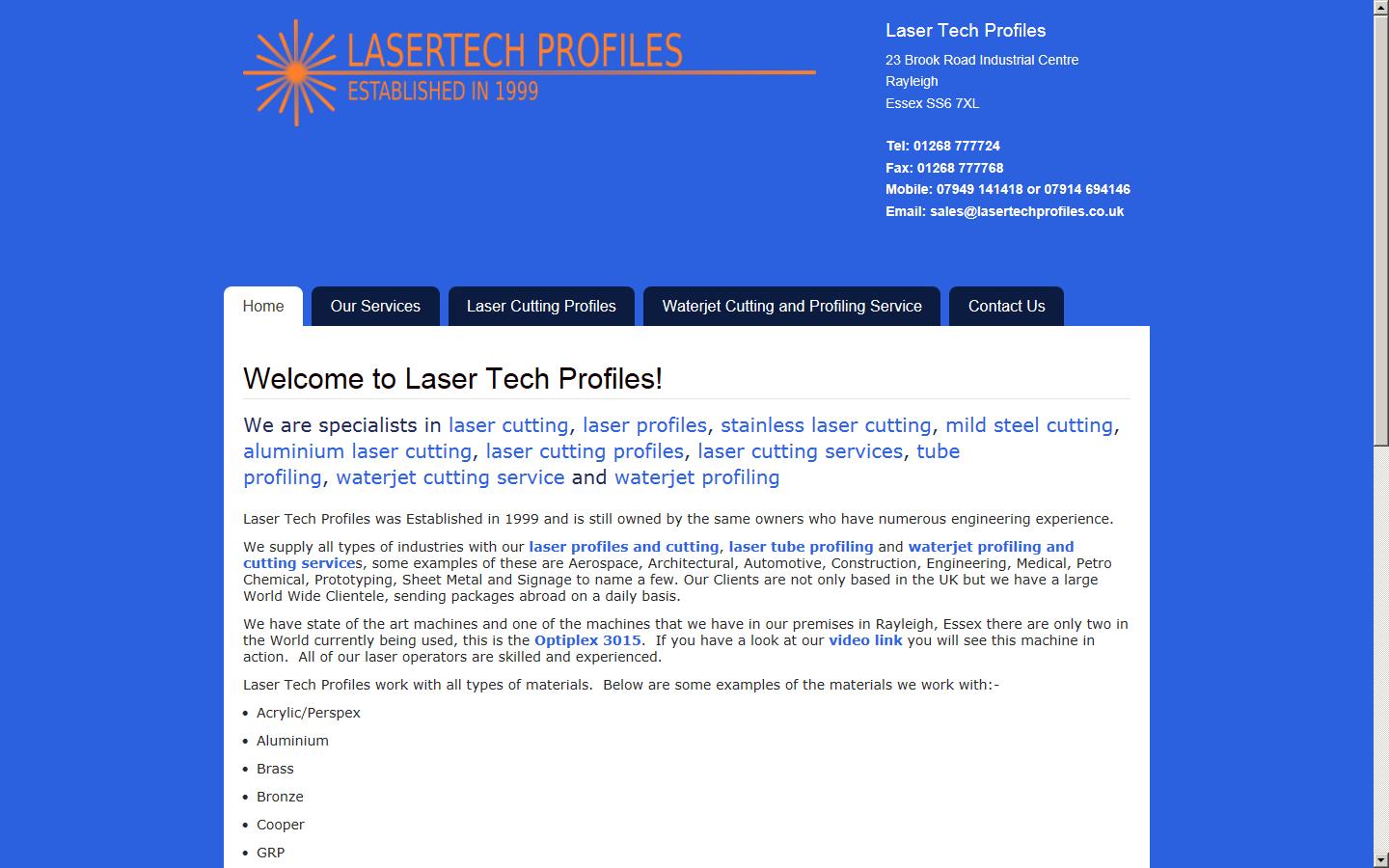 Lasertech Profiles Ltd Website