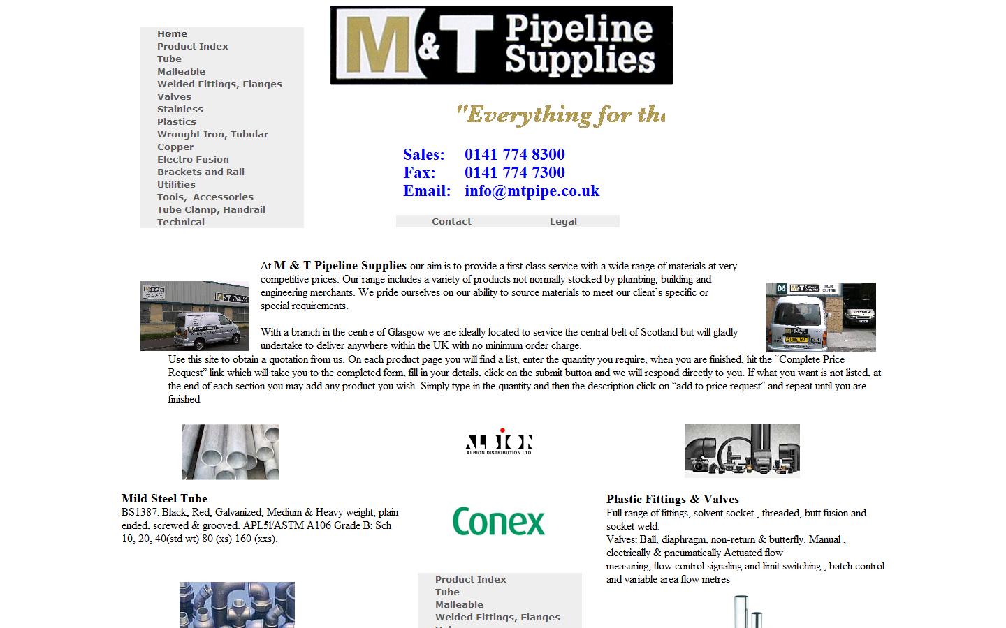 M & T Pipeline Supplies Ltd Website