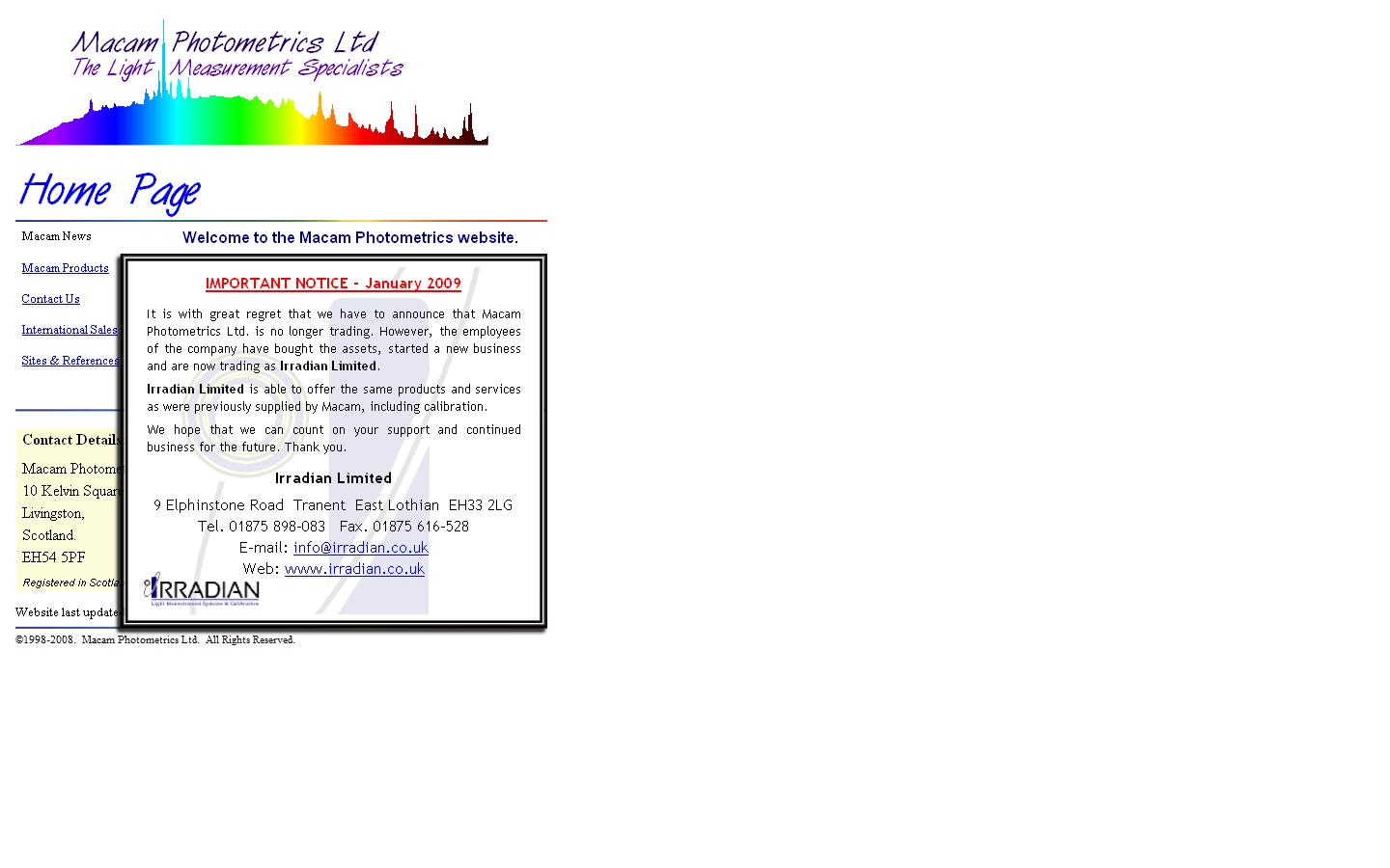 Macam Photometrics Ltd Website