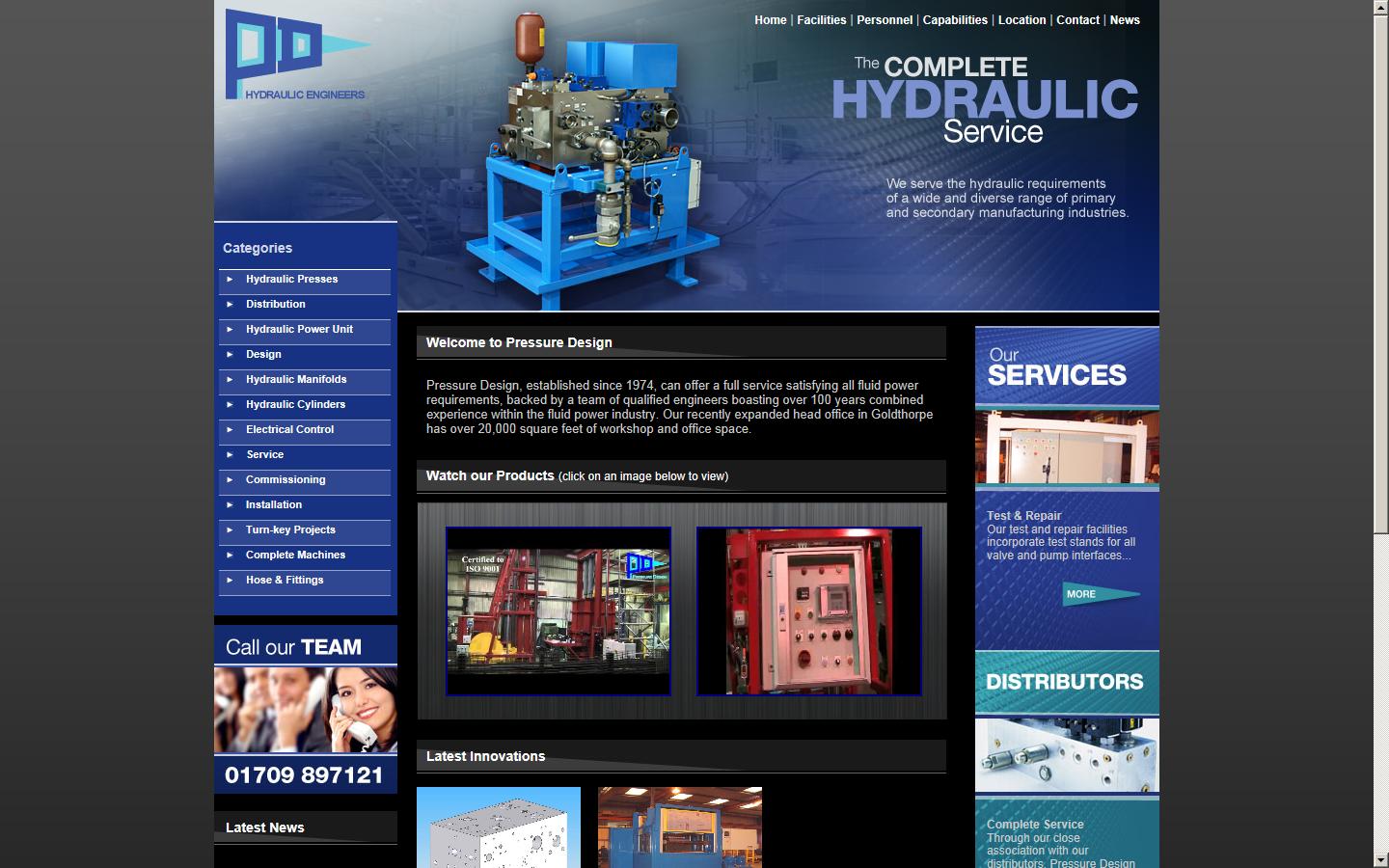 Pressure Design Hydraulics Ltd  Website