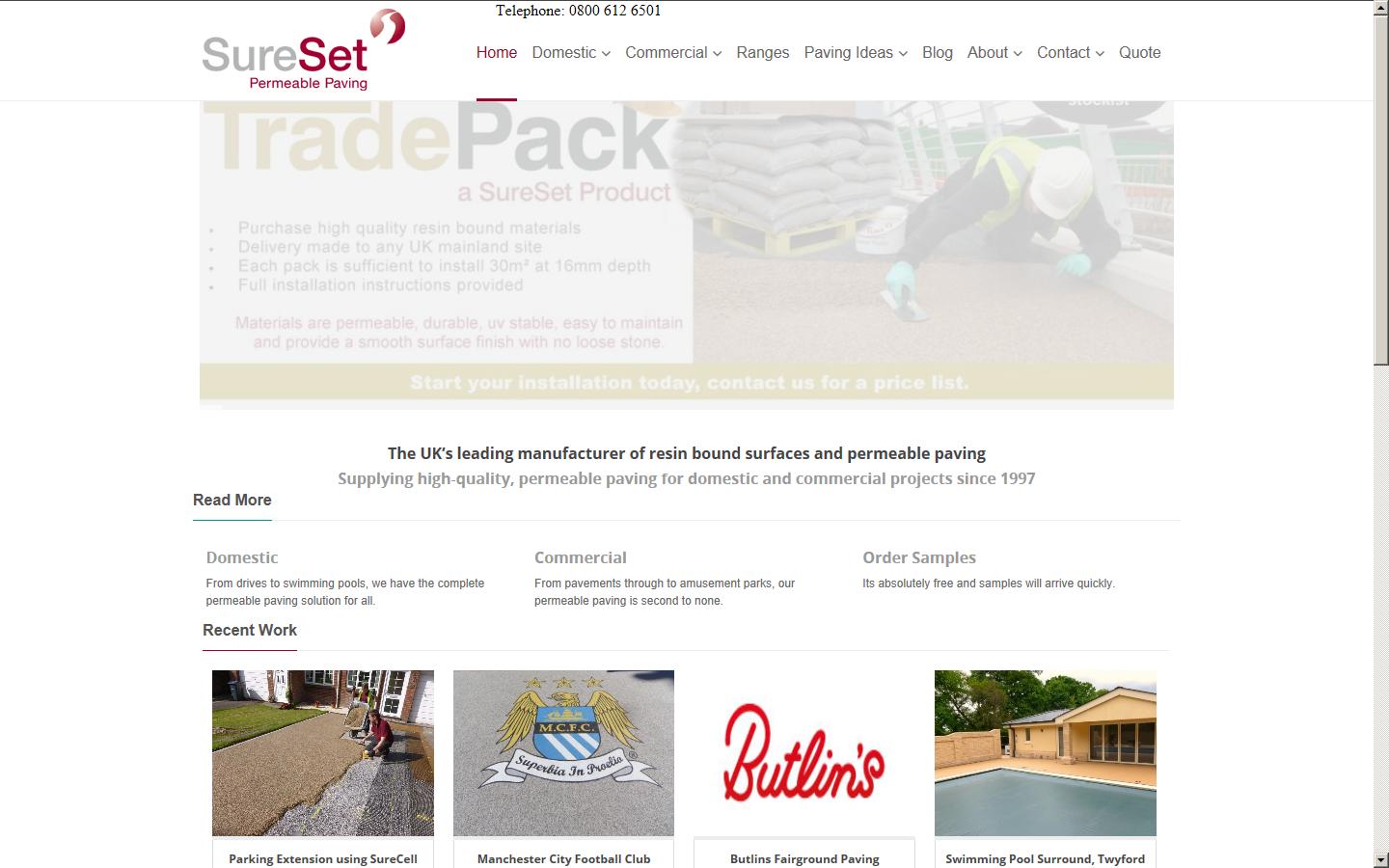 SureSet Permeable Paving Website