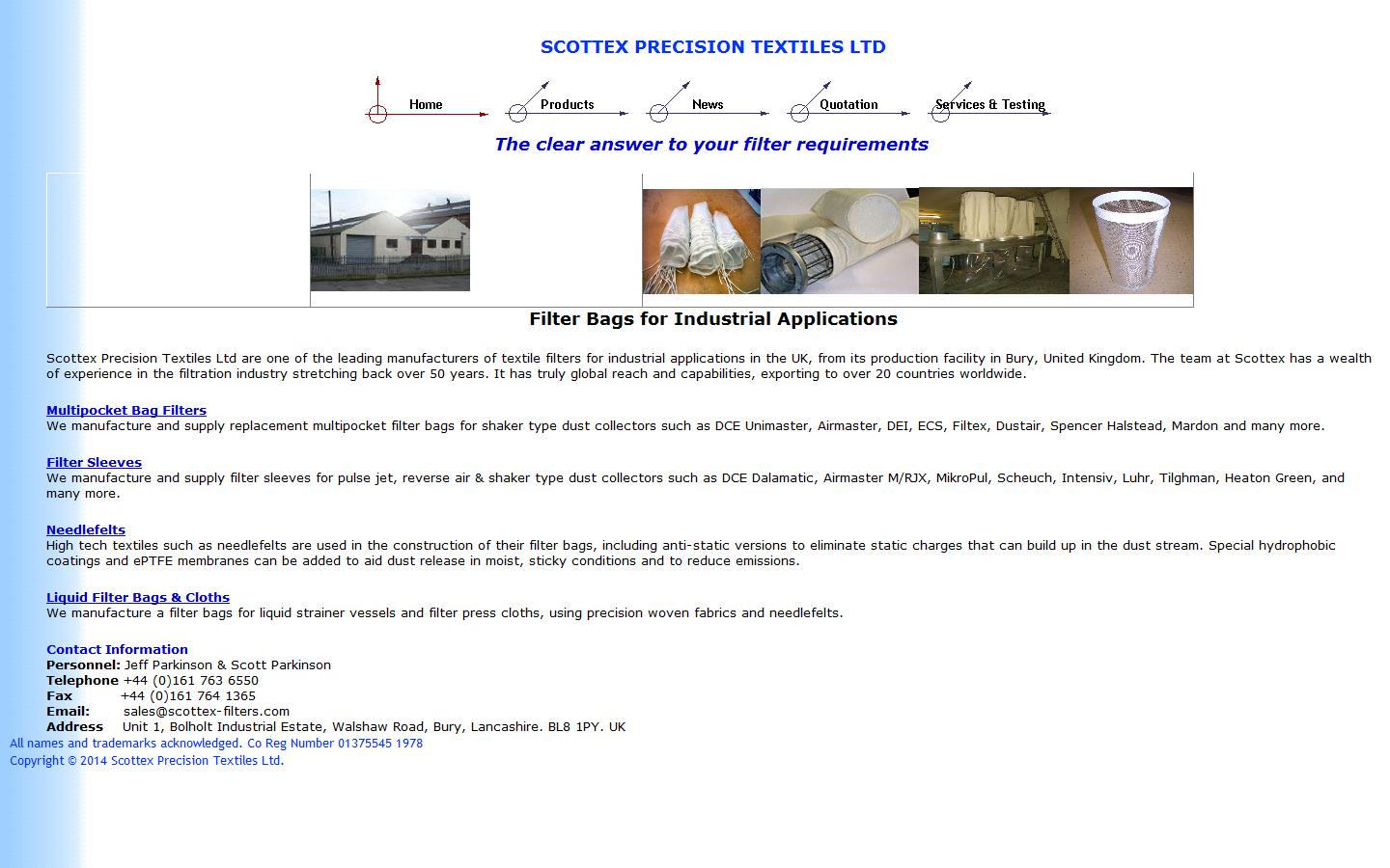 SCOTTEX PRECISION TEXTILES LTD  Website