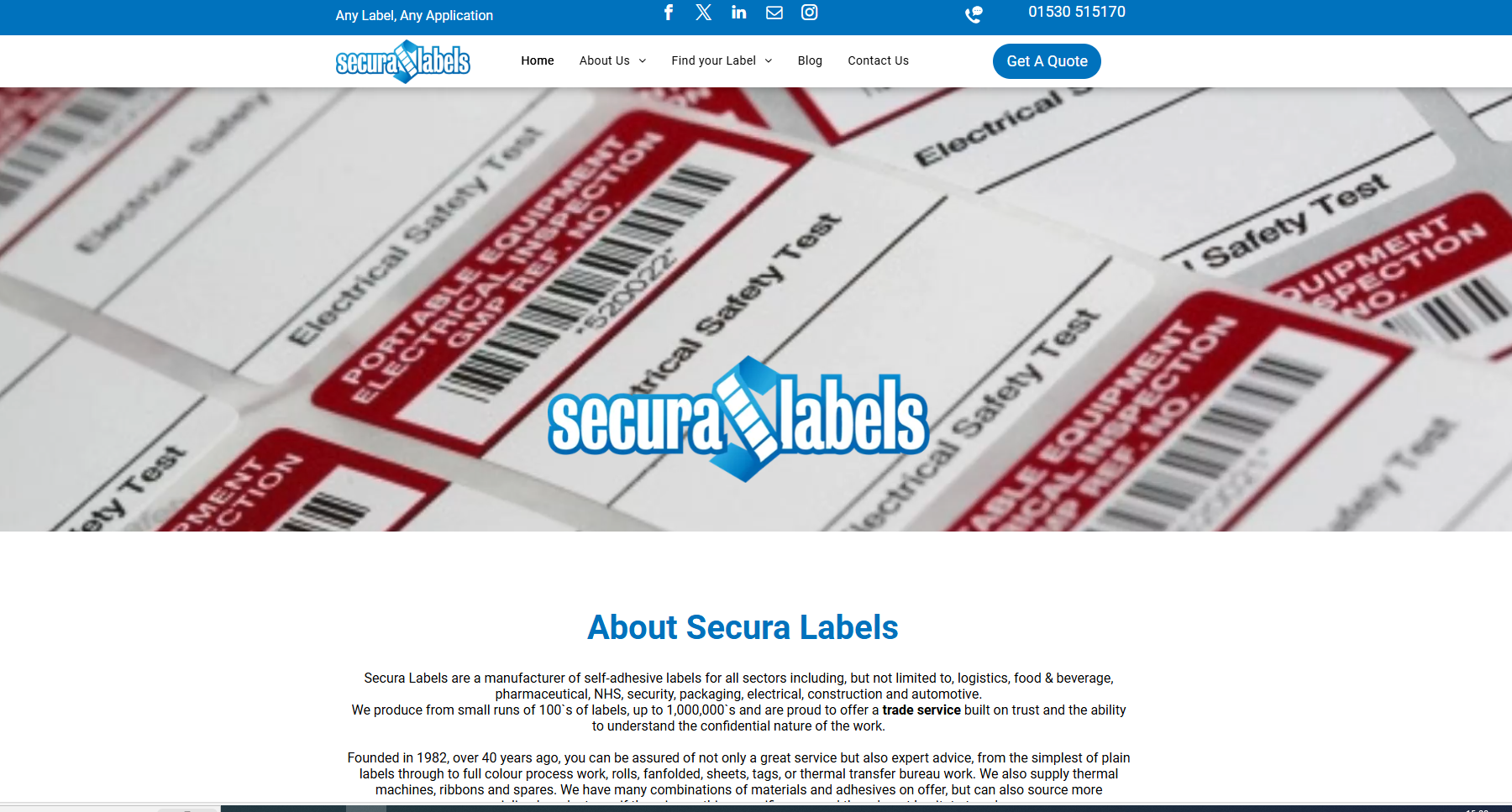 Secura Labels Ltd Website