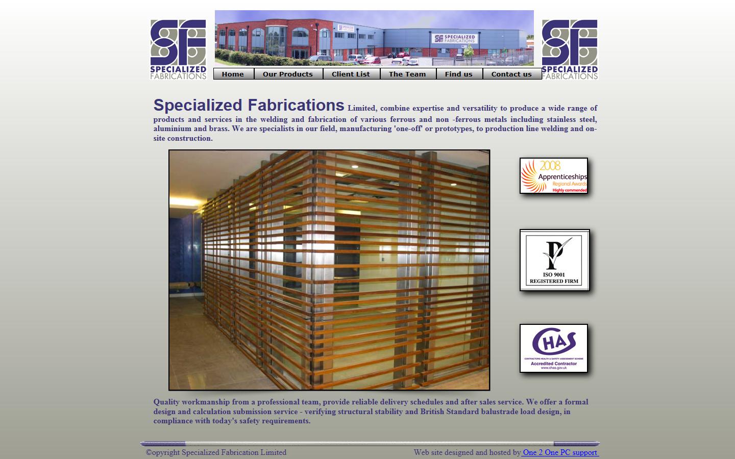 Specialized Fabrications Ltd Website