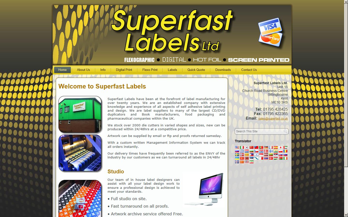 Superfast Labels Ltd. Website