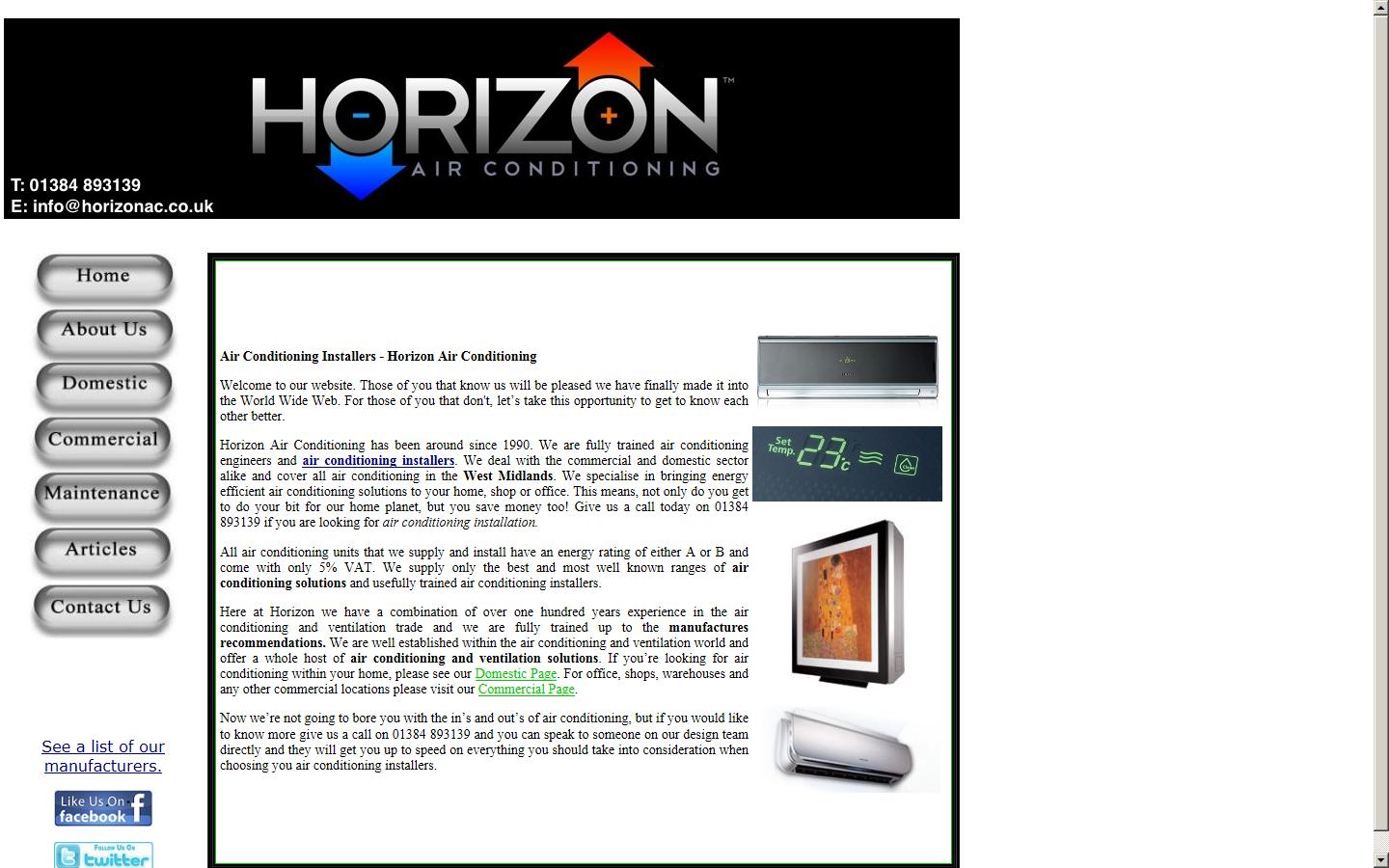 Horizon Air Conditioning Ltd Website