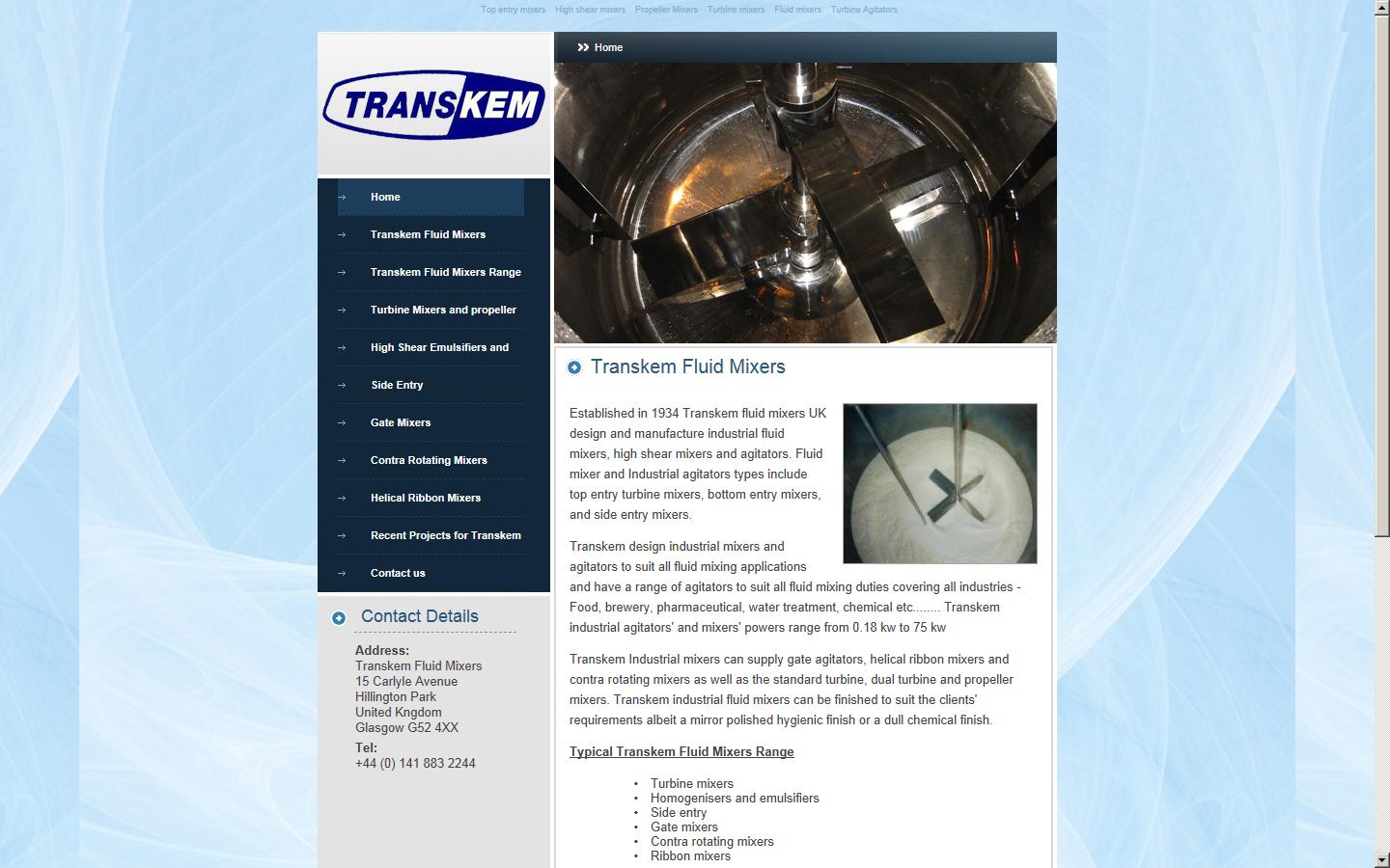 Transkem Fluid Mixers Website