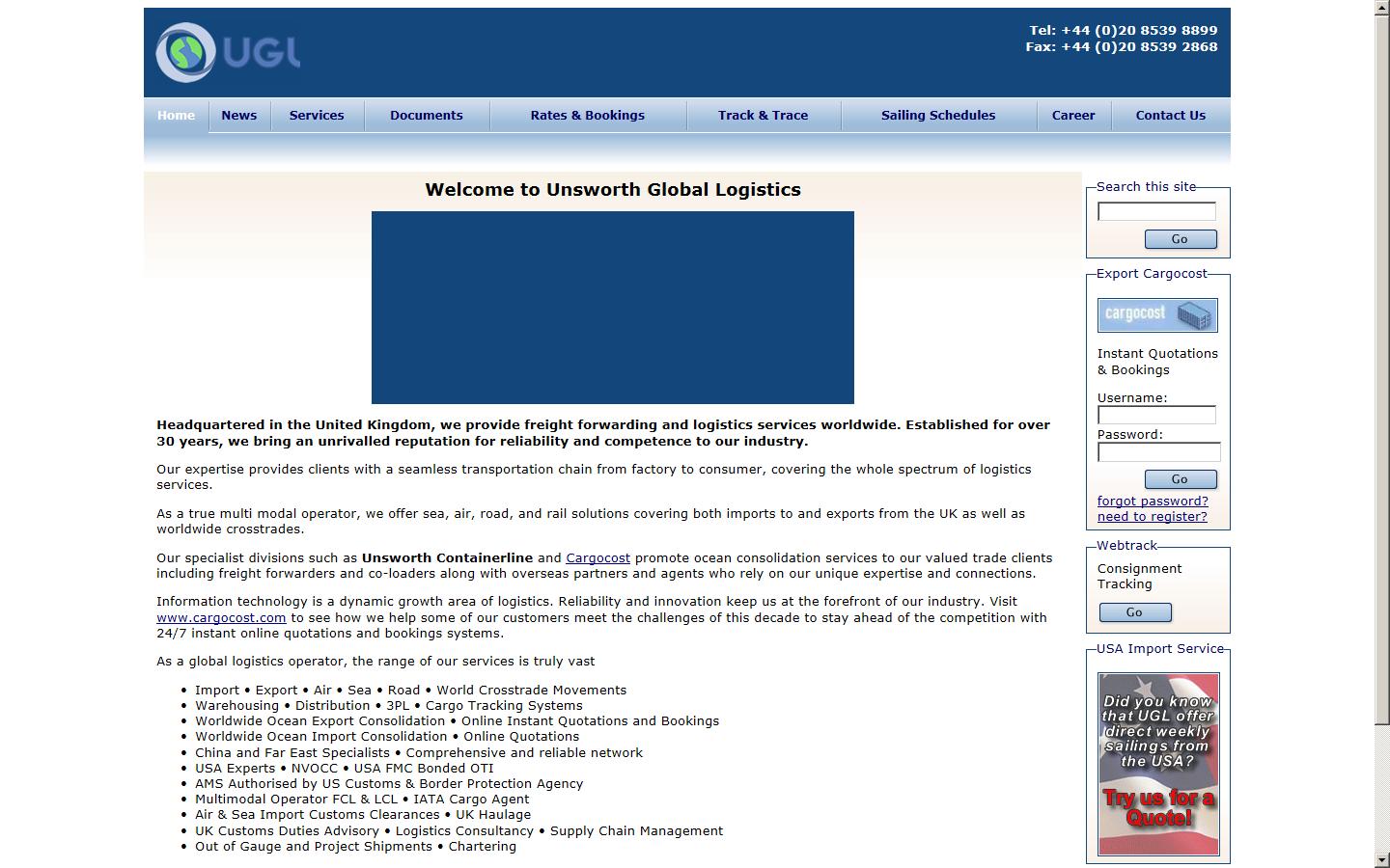 Unsworth Global Logistics UK Ltd Website