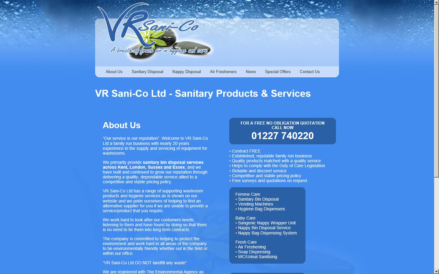 VR Sani-Co Ltd Website