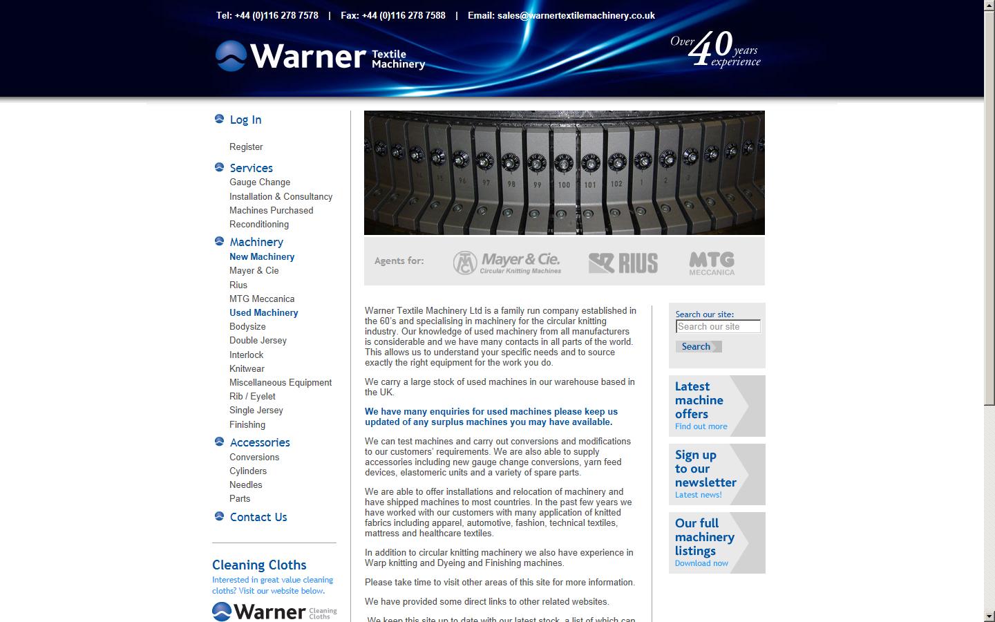 Warner Textile Machinery Website