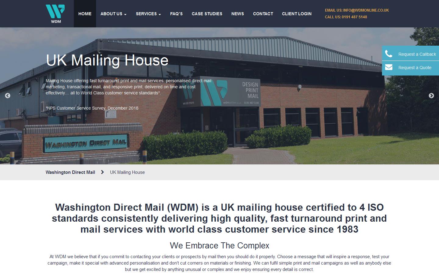 Washington Direct Mail Ltd Website