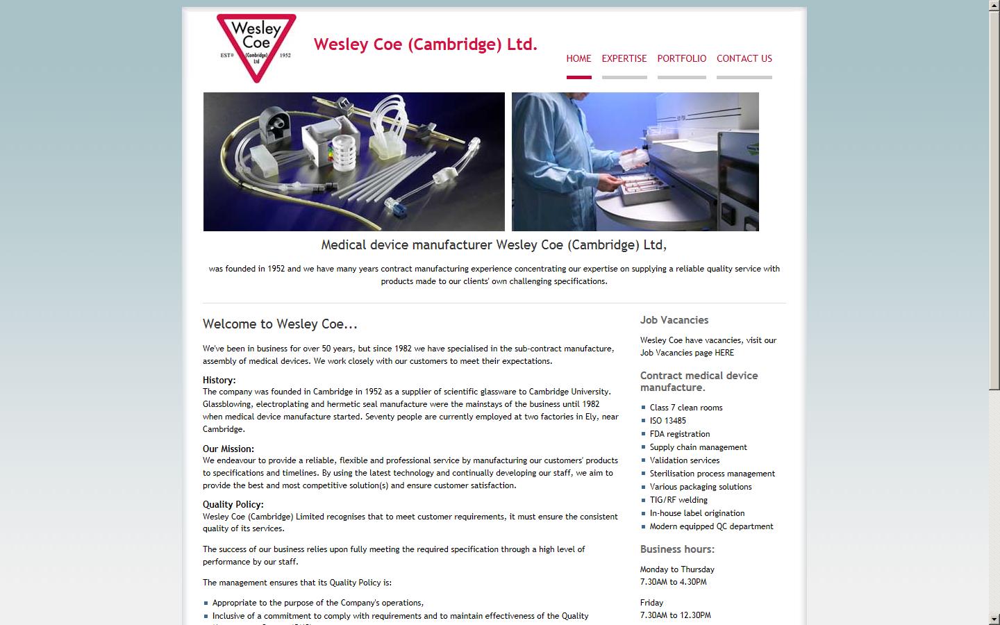 Wesley Coe (Cambridge) Ltd Website