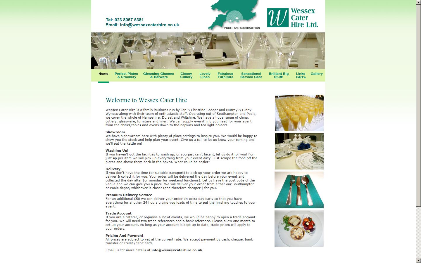 Wessex Cater Hire Ltd Website