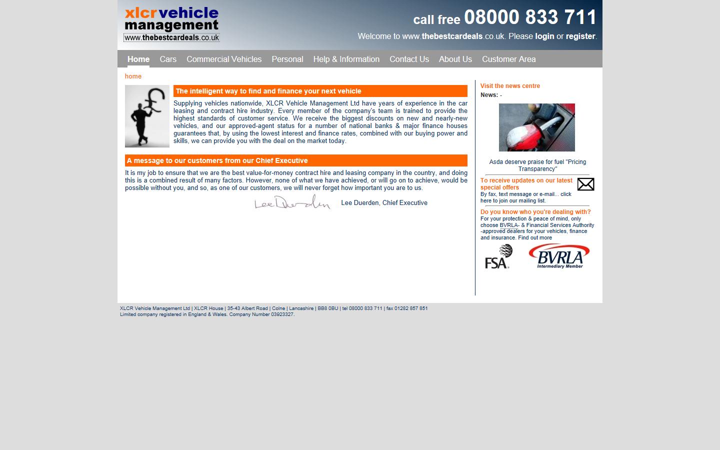 XLCR Vehicle Management Ltd Website