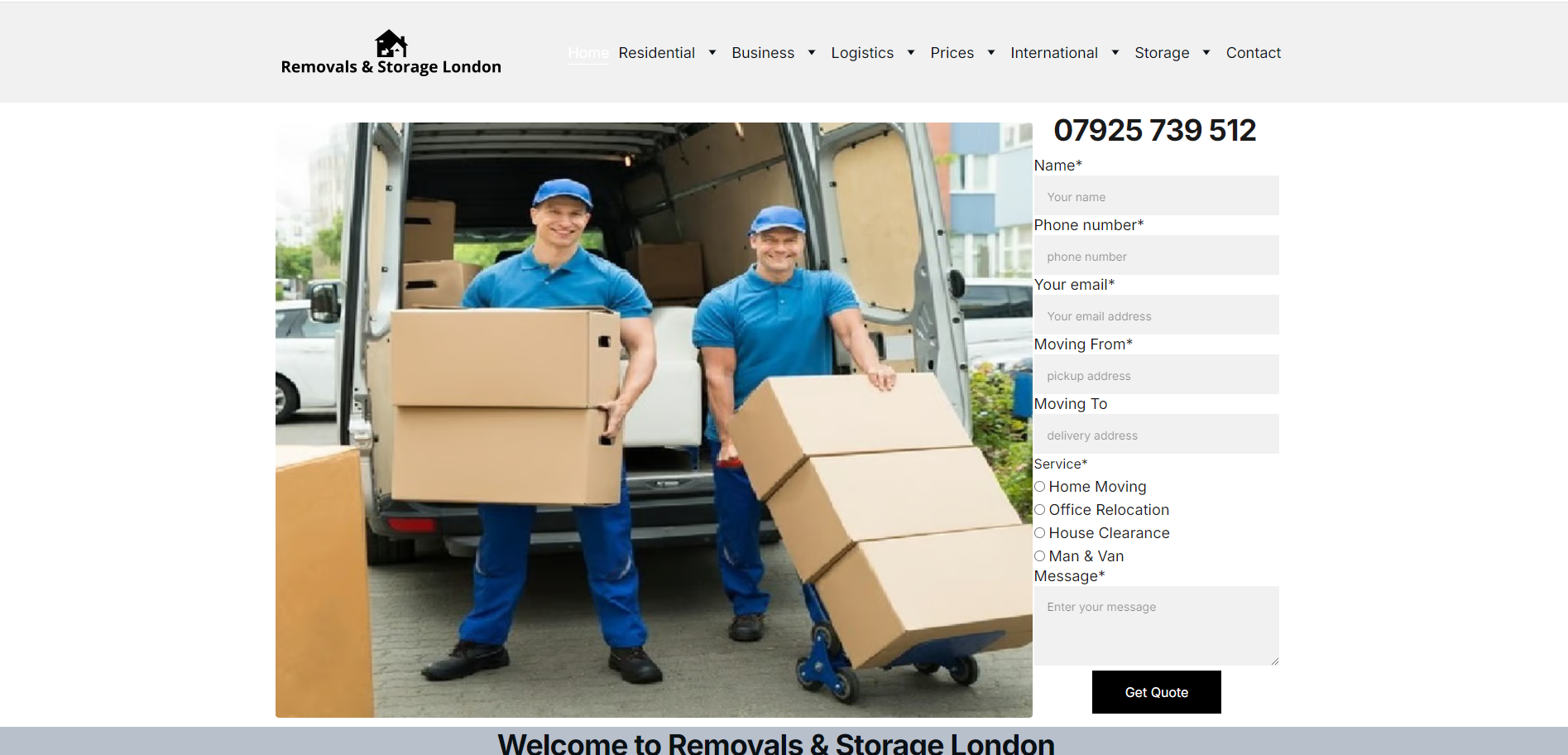 Removals and Storage London Website