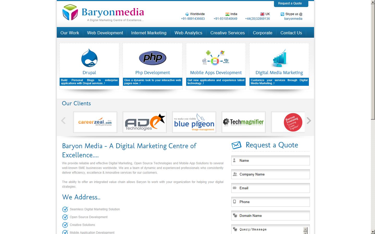 Baryon Media Pvt. Ltd. Website