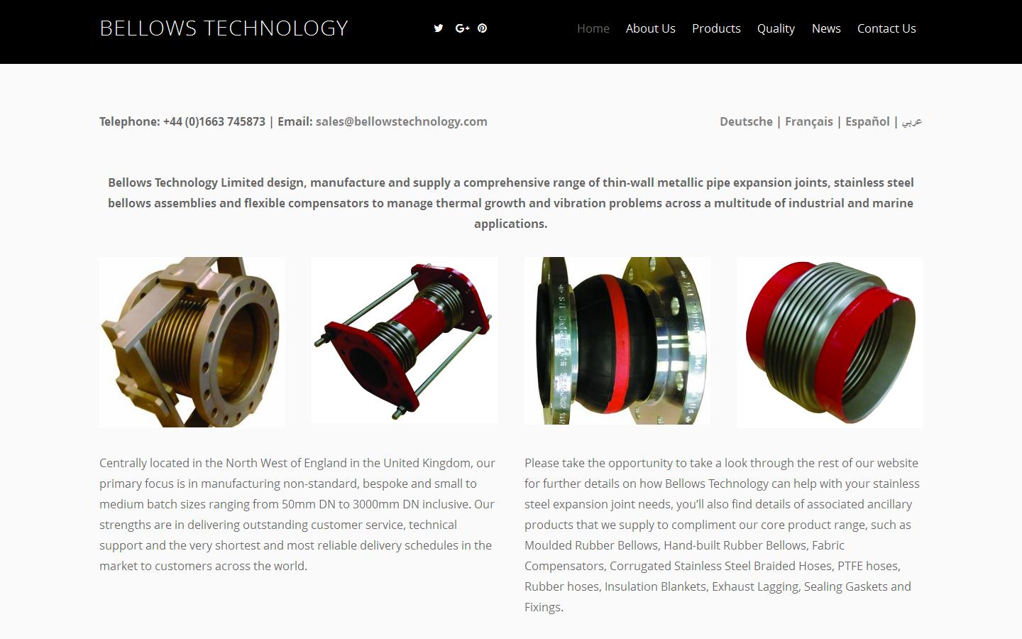 Bellows Technology Ltd Website