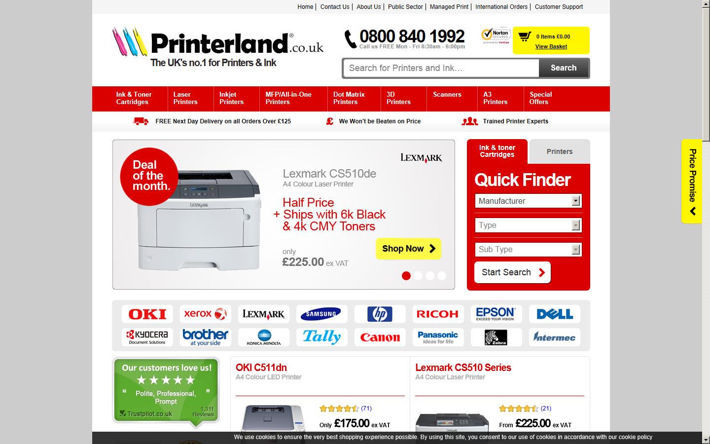 Printerland.co.uk Website