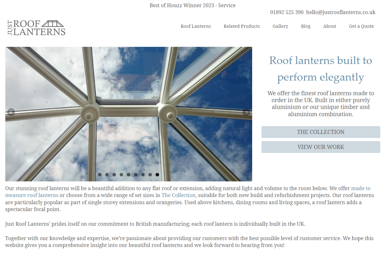 Just Roof Lanterns Website