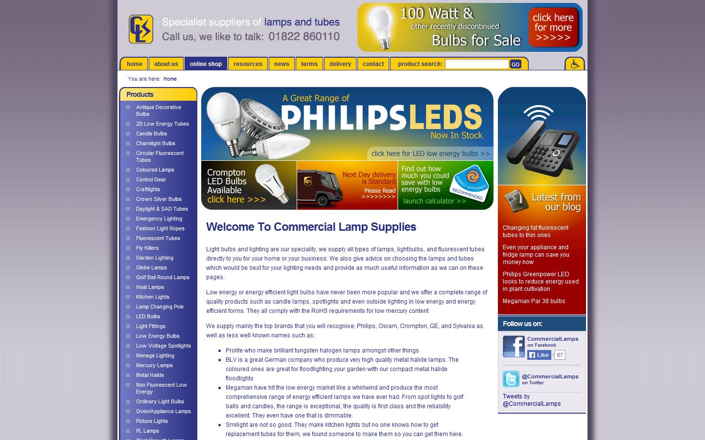 Commercial Lamp Supplies Ltd Website