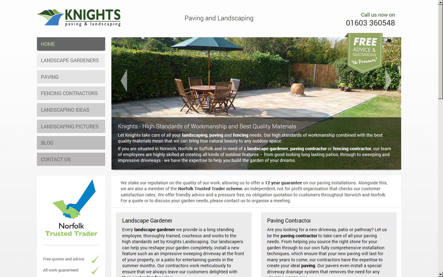 Knights Paving & Landscaping Website