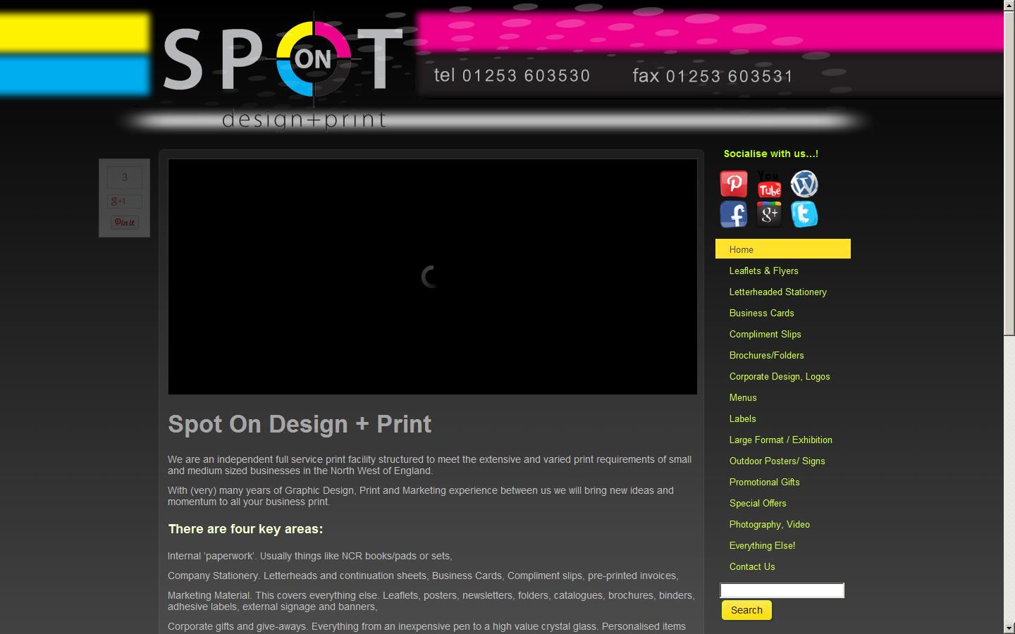 Spot On Design & Print Website