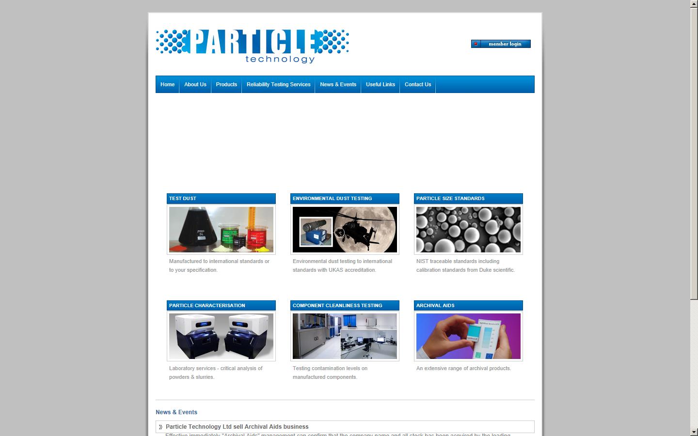 Particle Technology Ltd Website