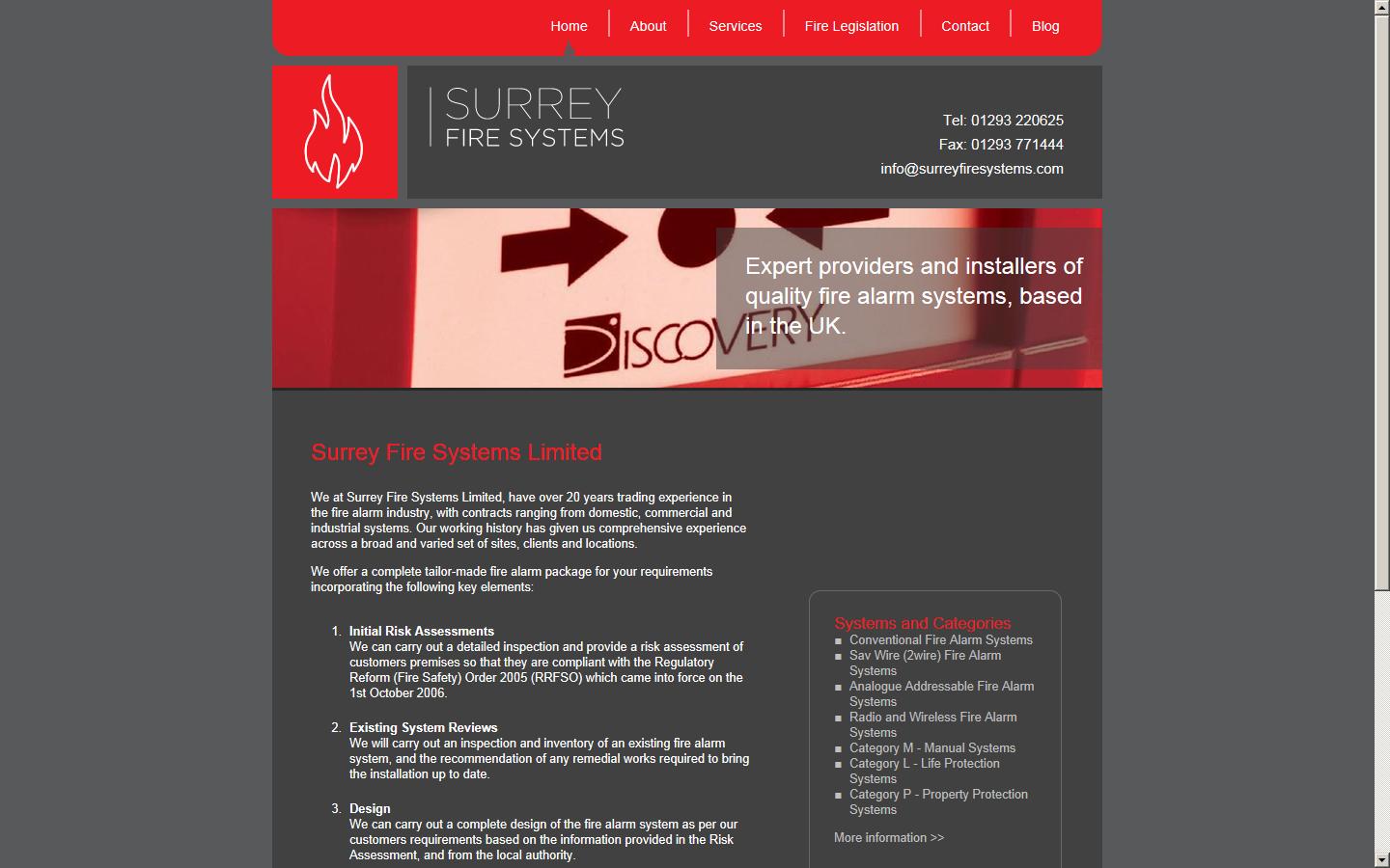 Surrey Fire Systems Website