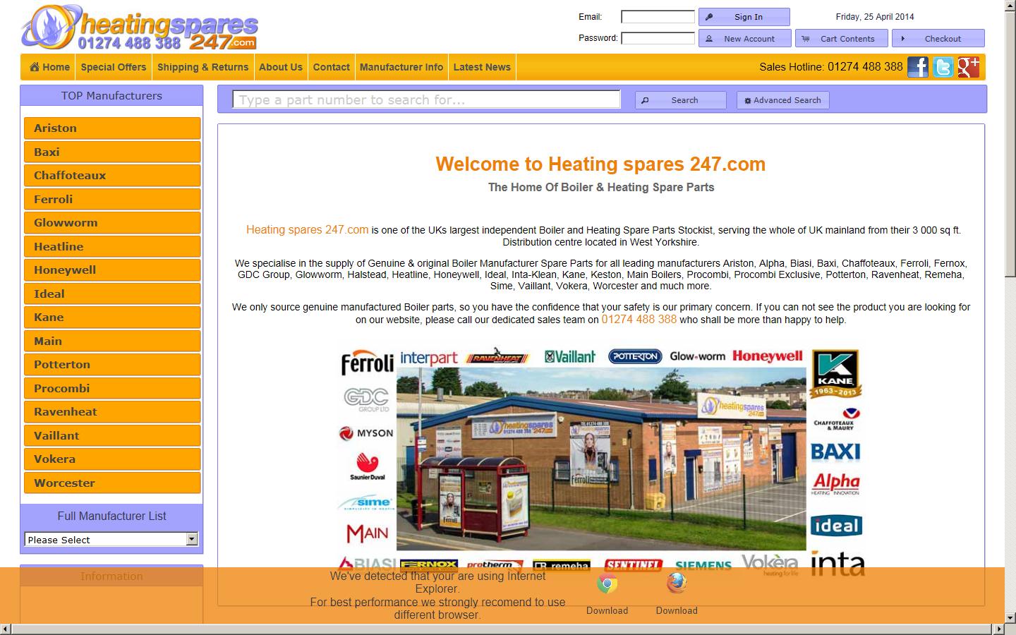 Heating Spares247.com Website