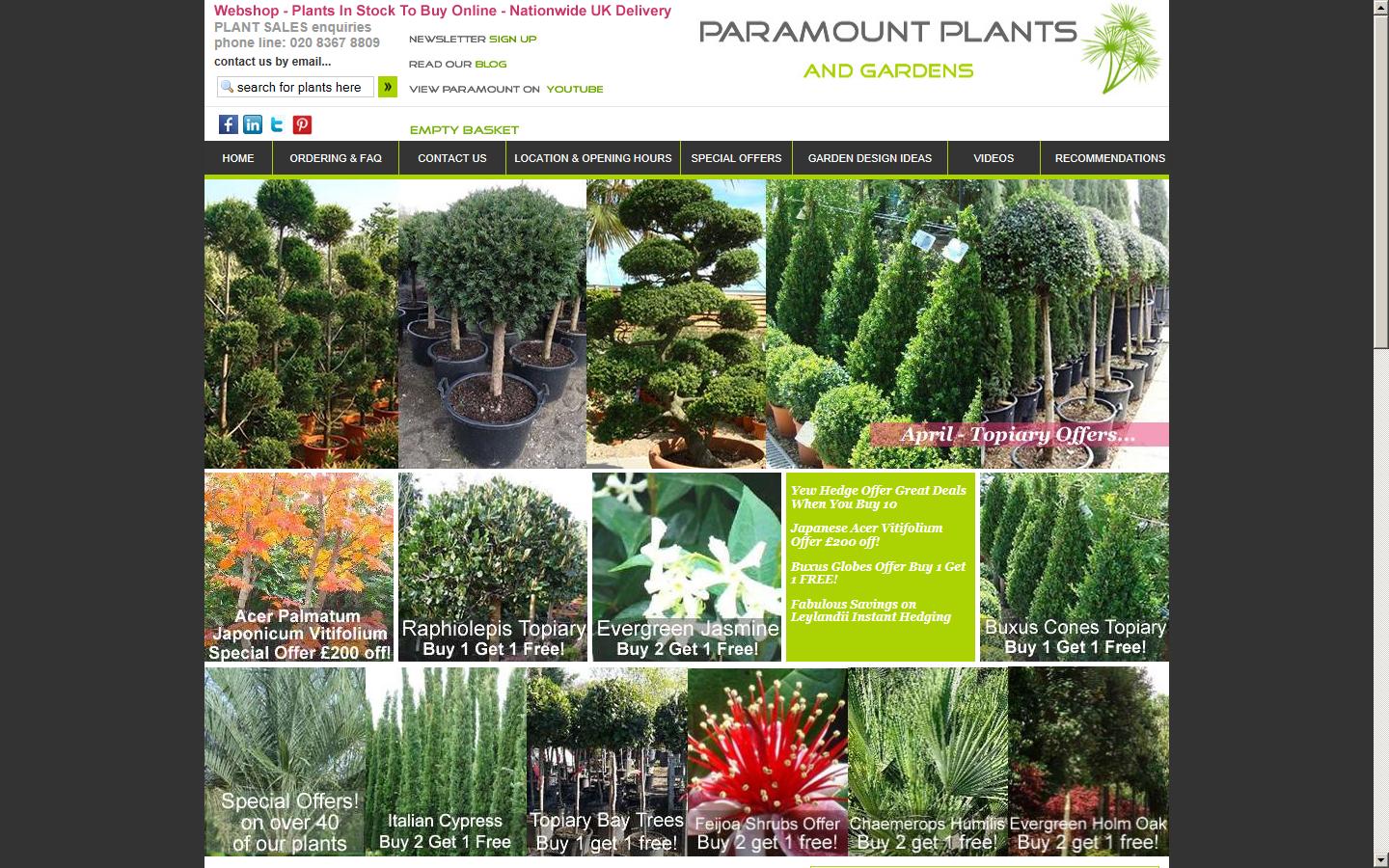 Paramount Plants and Gardens Ltd Website