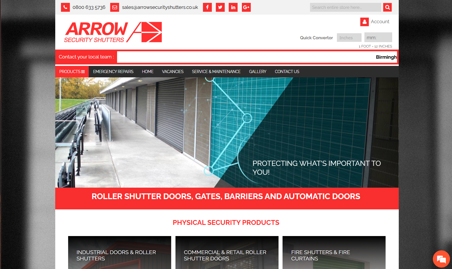 Arrow Security Shutters Ltd Website