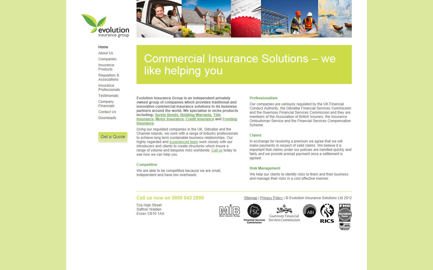 Evolution Insurance Website