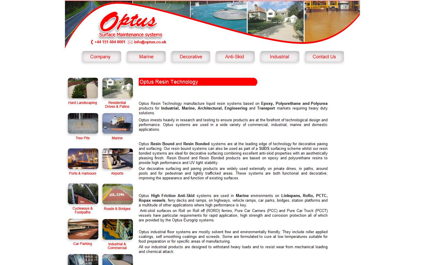 Optus Resin Technology Website